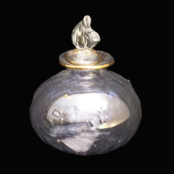 Vintage Blue Tinted Glass Perfume Bottle with Dabber and Gold Trim - Picture 1 of 3